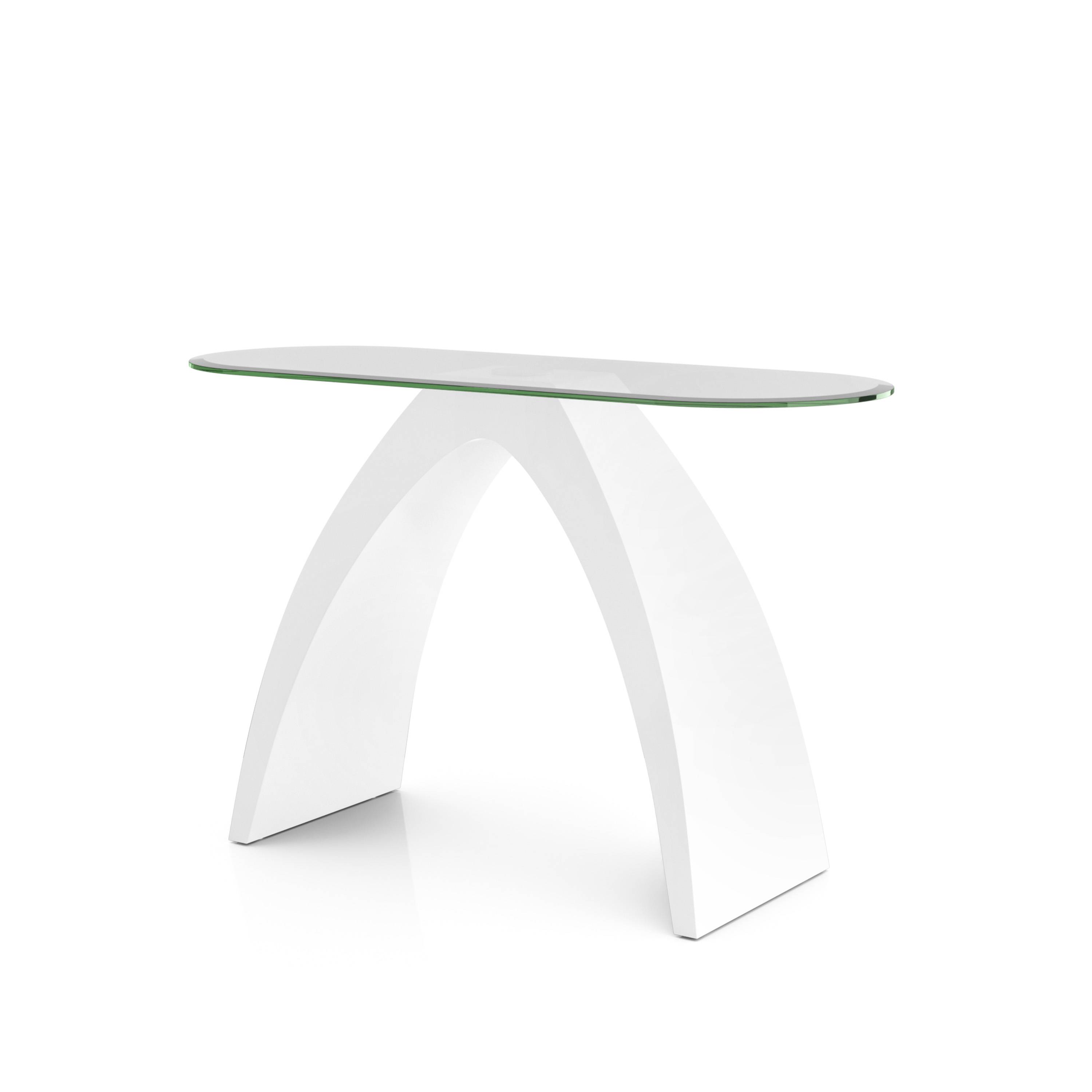 Pelletoni Glass Top Console Table in White
